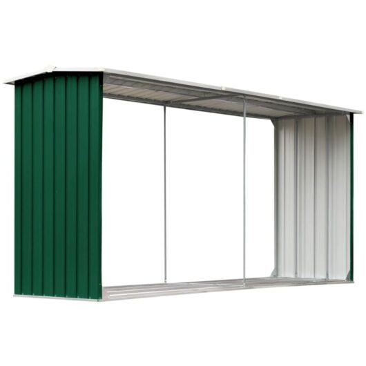 Vidaxl - Garden Log Storage Shed Galvanised Steel 330x92x153 cm Green