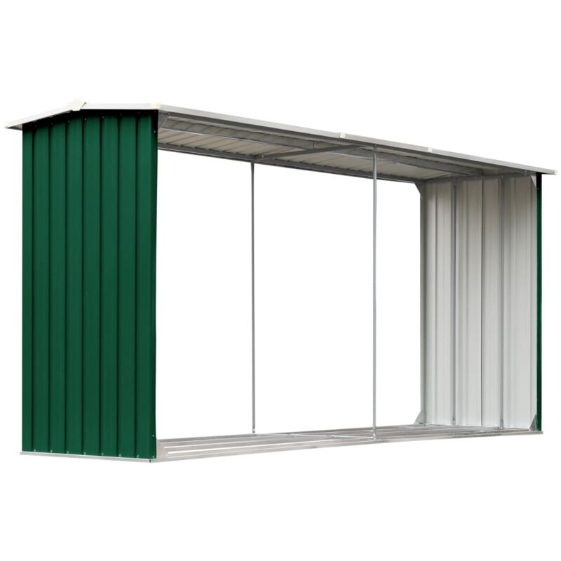 Vidaxl - Garden Log Storage Shed Galvanised Steel 330x92x153 cm Green