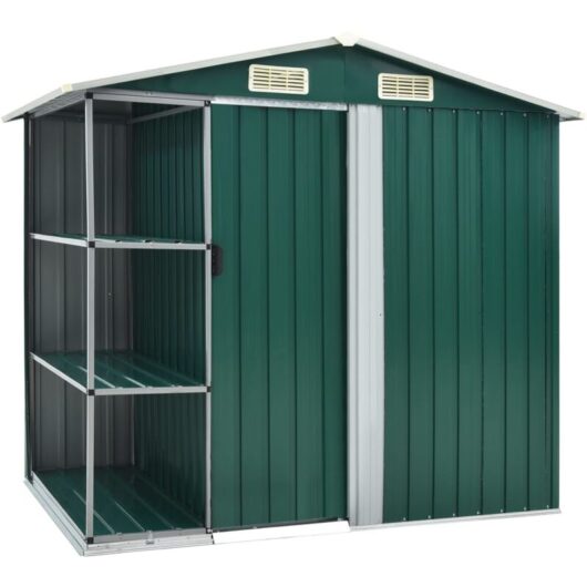 Vidaxl - Garden Shed with Rack Green 205x130x183 cm Iron