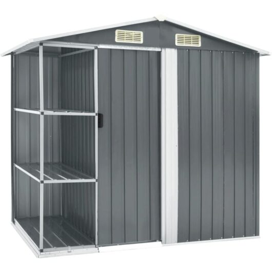 Vidaxl - Garden Shed with Rack Grey 205x130x183 cm Iron
