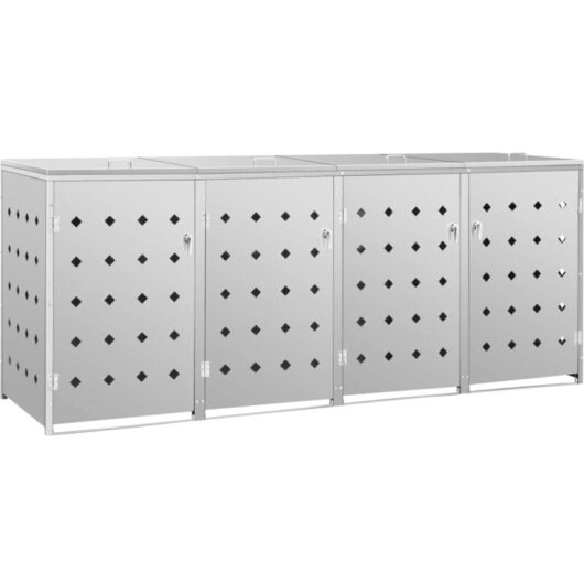 Vidaxl - Quadruple Wheelie Bin Shed 240 l Stainless Steel