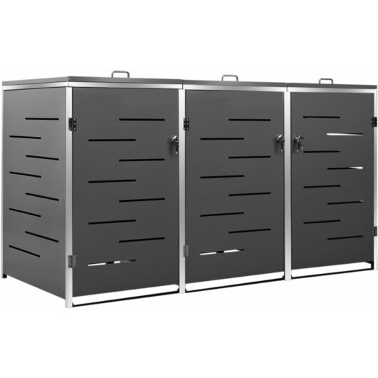 Vidaxl - Triple Wheelie Bin Shed 207x77.5x112.5 cm Stainless Steel