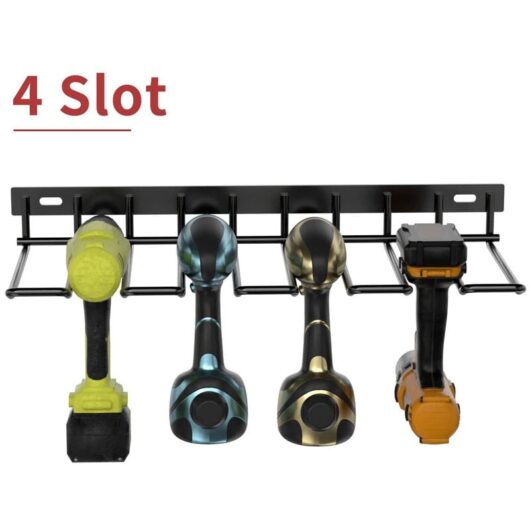 Wall Mounted Power Tool Organizer, 4 Slots, Garage Tool Holder, Tool Shed