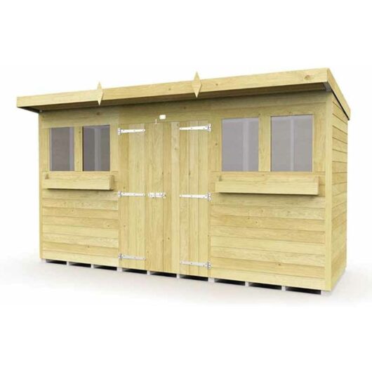 12 x 4 Feet Pent Summer Shed - Wood - L118 x W358 x H201 cm