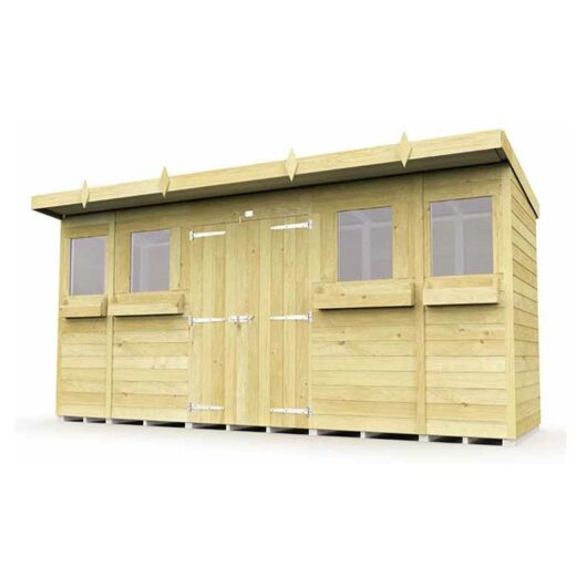 14 x 4 Feet Pent Summer Shed - Wood - L118 x W417 x H201 cm
