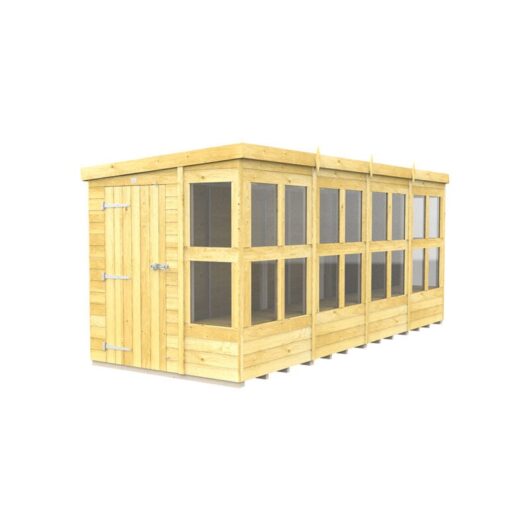 16 x 6 Feet Pent Potting Shed - Wood - L178 x W474 x H201 cm
