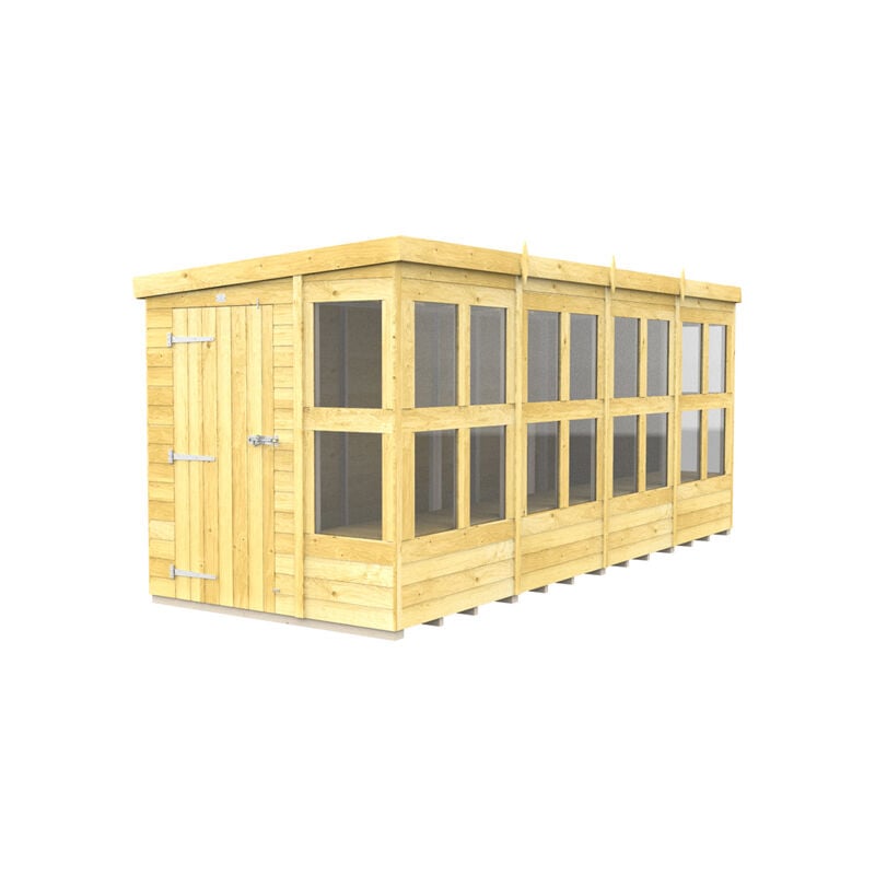16 x 6 Feet Pent Potting Shed - Wood - L178 x W474 x H201 cm