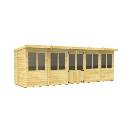 20ft x 5ft Pent Summer House - Wood - L147 x W589 x H201 cm