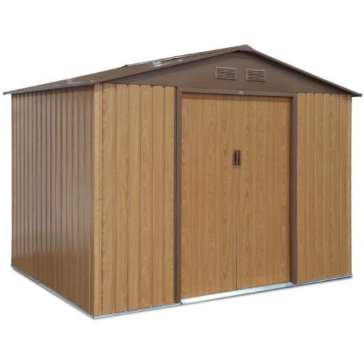 5.39m² metal garden shed, Ferrain, Light wood, 277x194x203 cm