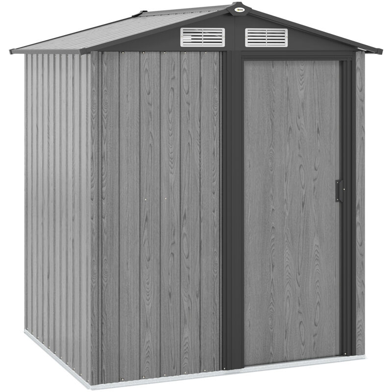 5ft x 4.3ft Outdoor Metal Storage Shed with Sliding Door Sloped Roof Light Grey - Outsunny