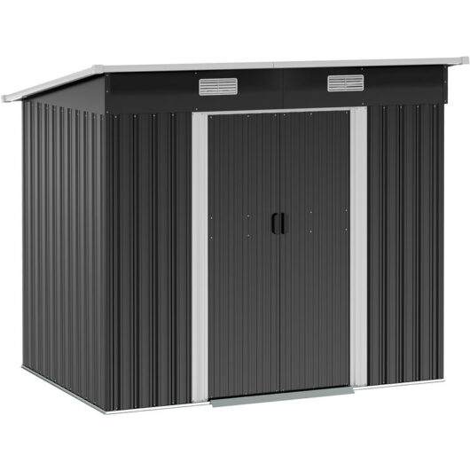 7 x 4ft Outdoor Garden Storage Shed for Backyard Patio Black - Outsunny