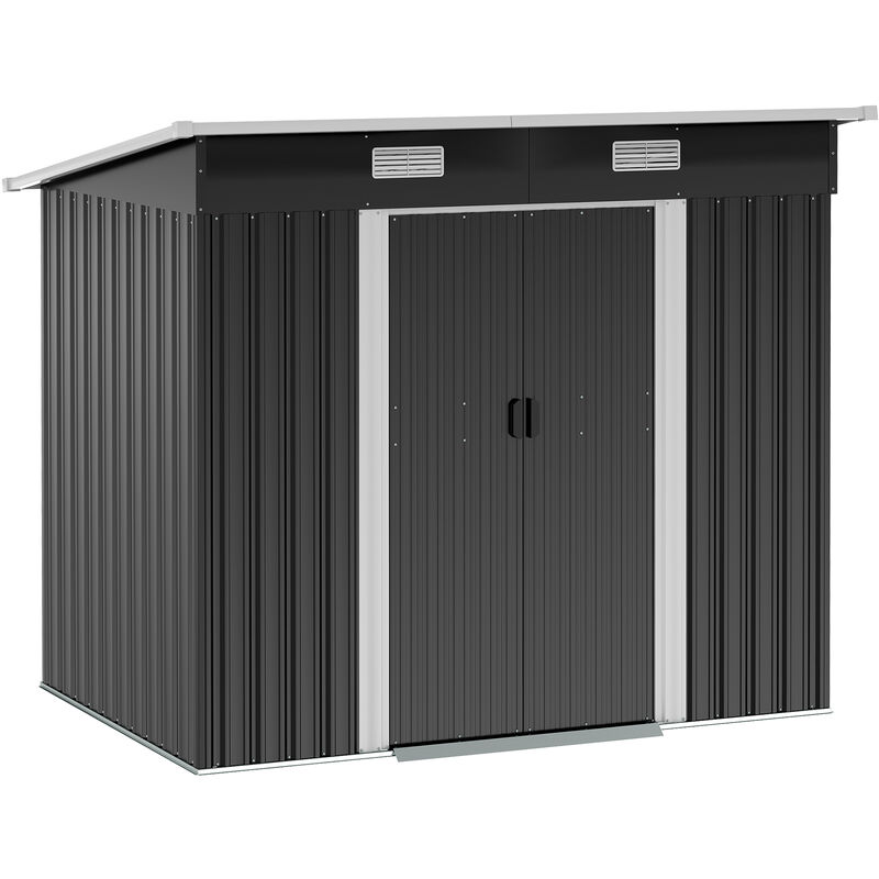 7 x 4ft Outdoor Garden Storage Shed for Backyard Patio Black - Outsunny