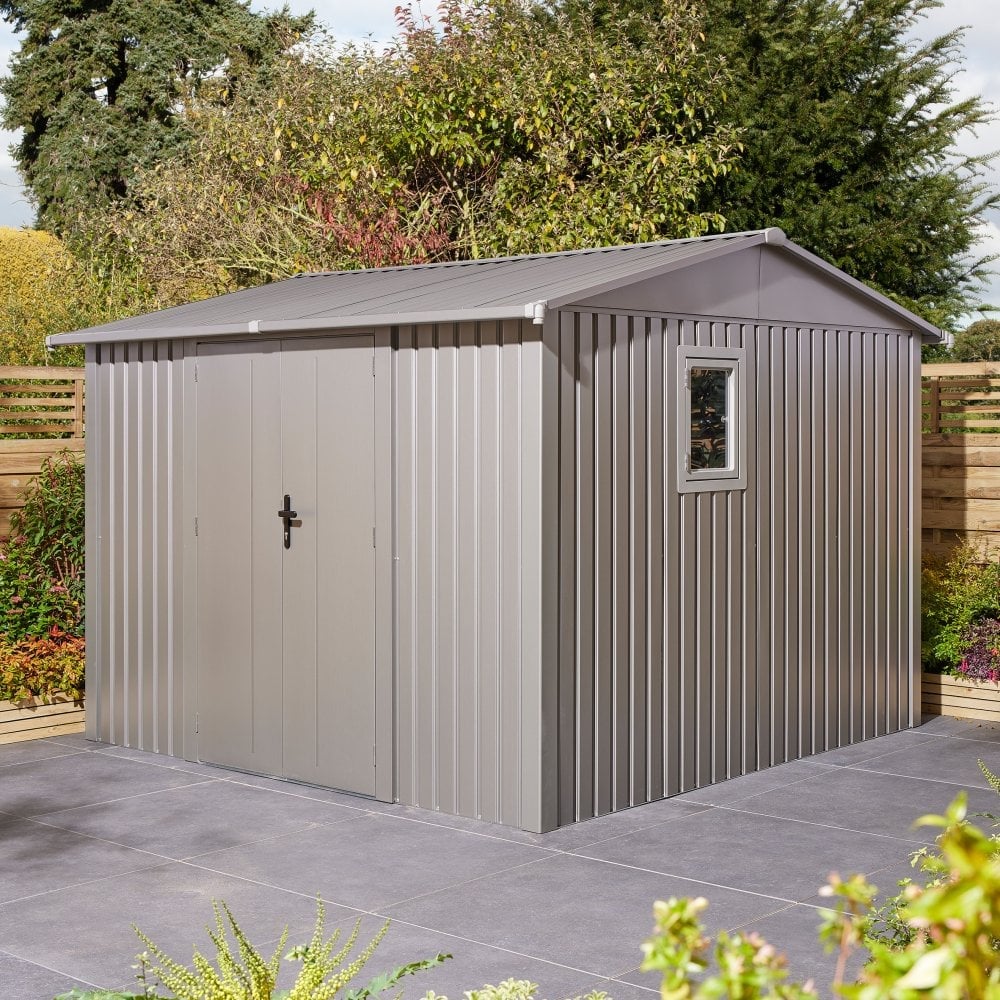 Bismarck Plastic Garden Shed With Foundation Kit In Grey 10x10