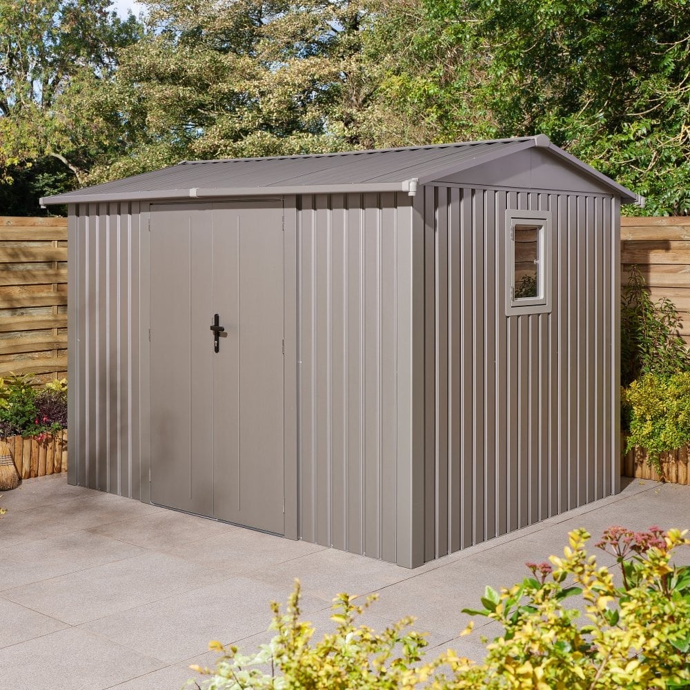 Bismarck Plastic Garden Shed With Foundation Kit In Grey 10x8