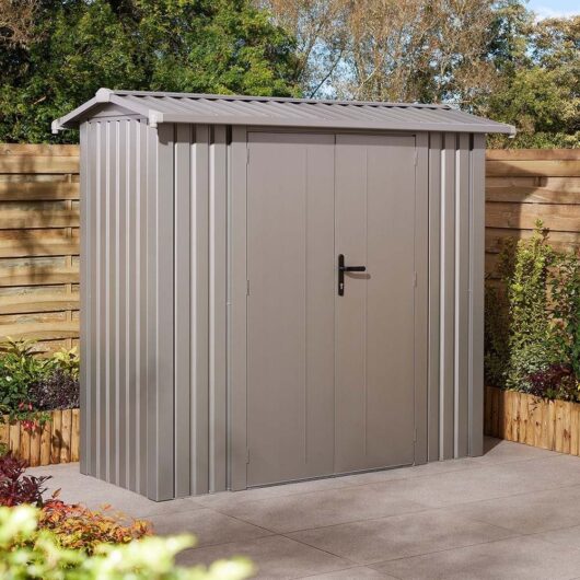 Bismarck Plastic Garden Shed With Foundation Kit In Grey 8x4