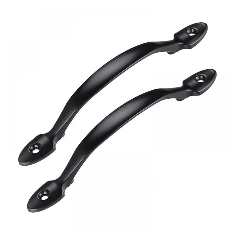 Cyslmuk - 2Pcs Black Door Pull Handle with Screws, Stainless Steel Interior Door Handle, Cabinet Door Handle, Shed Handle, Garage Door Handle, Wooden