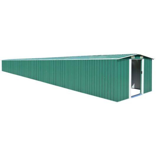 Garden Shed Green 257x990x181 cm Galvanised steel Vidaxl