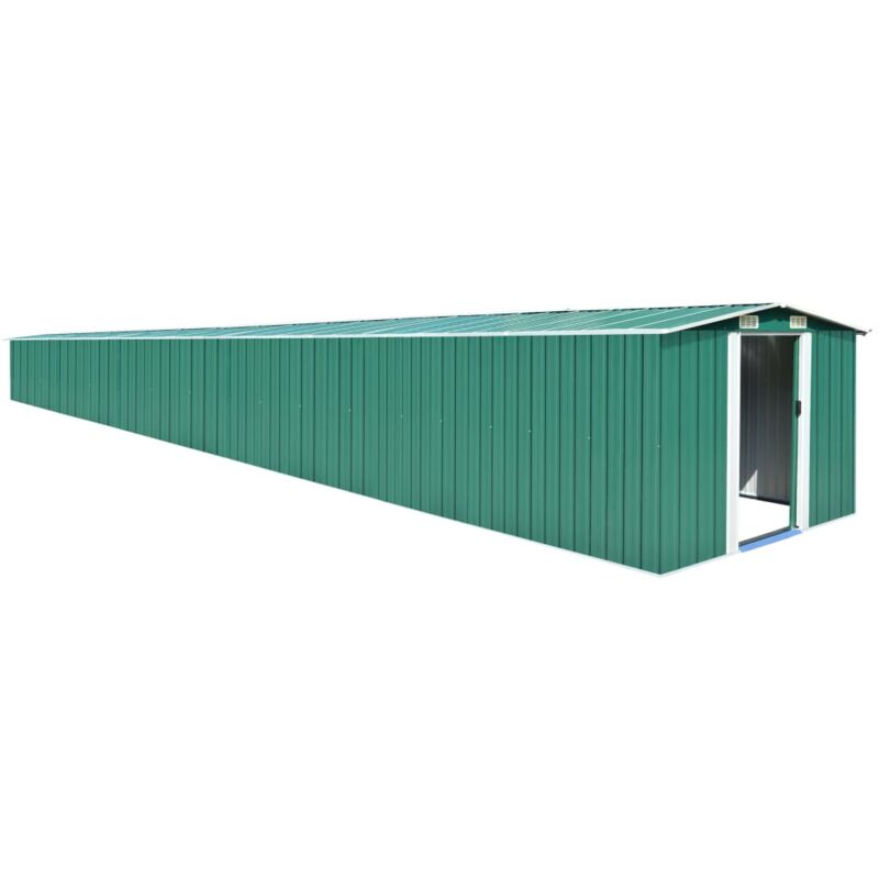 Garden Shed Green 257x990x181 cm Galvanised steel Vidaxl