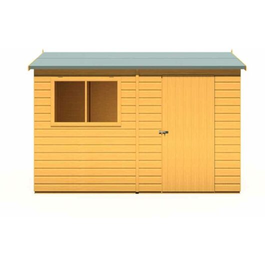 Lewis 10 x 8 Feet Single Door Reverse Apex Style c Shed - L256.6 x W311.4 x H220.7 cm