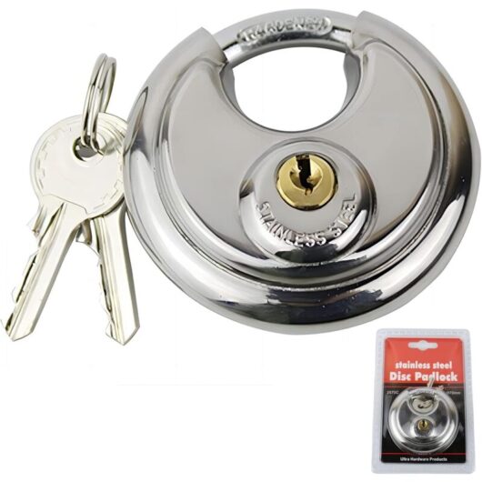 Linghhang - Heavy Duty Round Padlock, Outdoor Padlock, Stainless Steel Padlocks Outdoor Anti-Theft Garage Waterproof Anti Cut for Sheds, Fence,