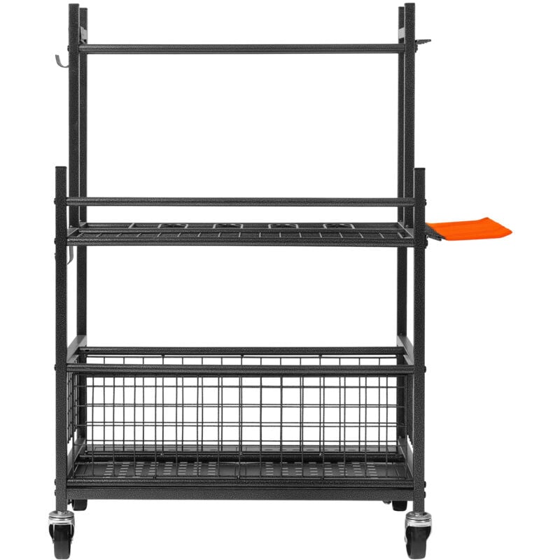 Mophorn Garden Tool Organizer, 16 Slots with Hooks, Yard Tool Tower Rack with Wheels for Garage Organization and Storage, Hold Long-Handled