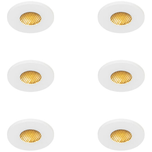 Set of 6 Modern Bathroom Recessed Spotlights White IP54 - Shed Honey