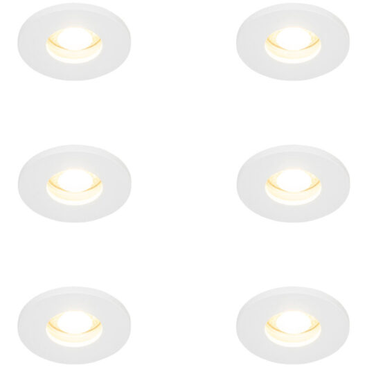Set of 6 Modern Bathroom Recessed Spotlights White - Shed