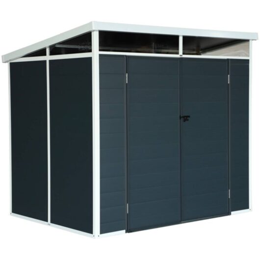 Sweeek - Plastic garden shed of 4.55m², Artois, Anthracite, 238x190x215 cm