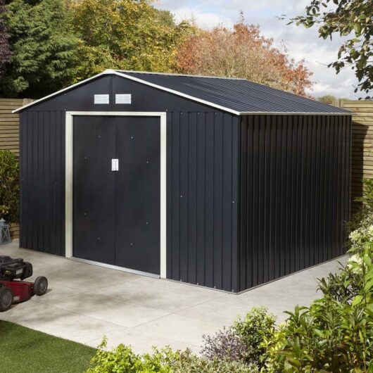 Thorpe Metal Garden Apex Shed Foundation Kit In Dark Grey 10x8