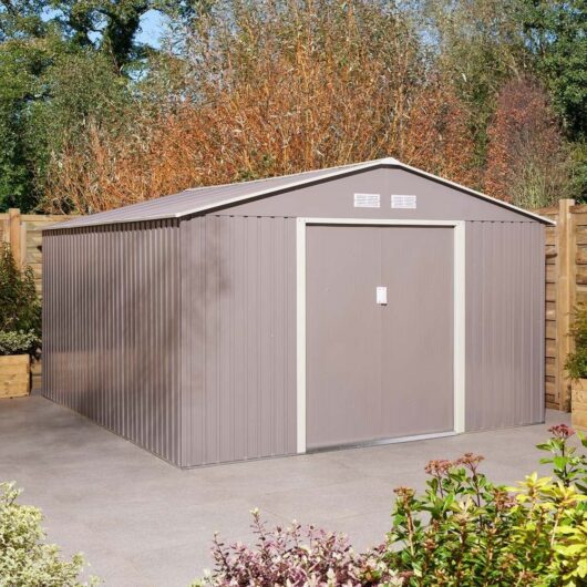 Thorpe Metal Garden Apex Shed Foundation Kit In Light Grey 10x12
