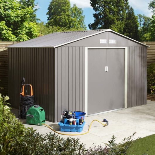Thorpe Metal Garden Apex Shed Foundation Kit In Light Grey 10x8