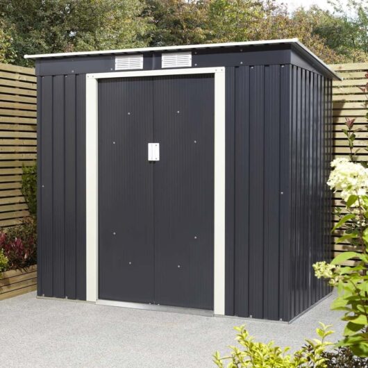 Thorpe Metal Garden Pent Shed Foundation Kit In Dark Grey 6x4