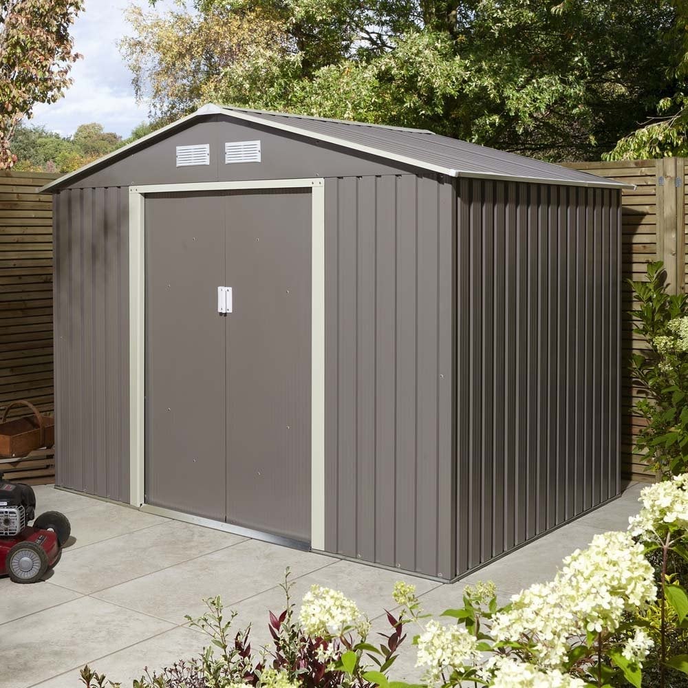 Thorpe Metal Garden Pent Shed Foundation Kit In Light Grey 8x6