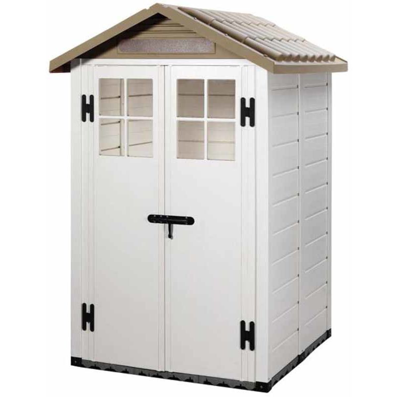 Tuscany Evo 4 x 4 Feet 100 Apex Plastic Shed Double Door with Two Pre Glazed Plastic Windows