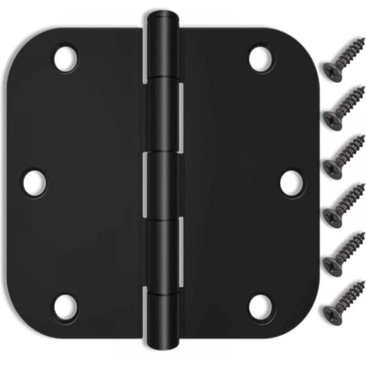 4-Pack 3.5-Inch Door Hinges, Matte Black Door Hinges, Fits Standard Doors/Rooms, Exterior/Interior Doors, Black Finish Hinges Ymyny