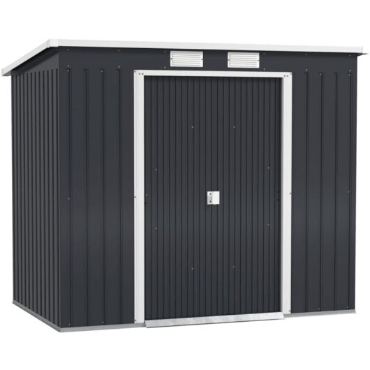 7 x 4ft Metal Garden Storage Shed w/ Double Door & Ventilation Dark Grey - Outsunny