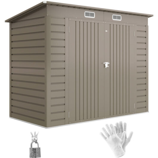 8 x 4FT Metal Garden Storage Shed with Double Doors and 2 Vents Light Grey - Outsunny
