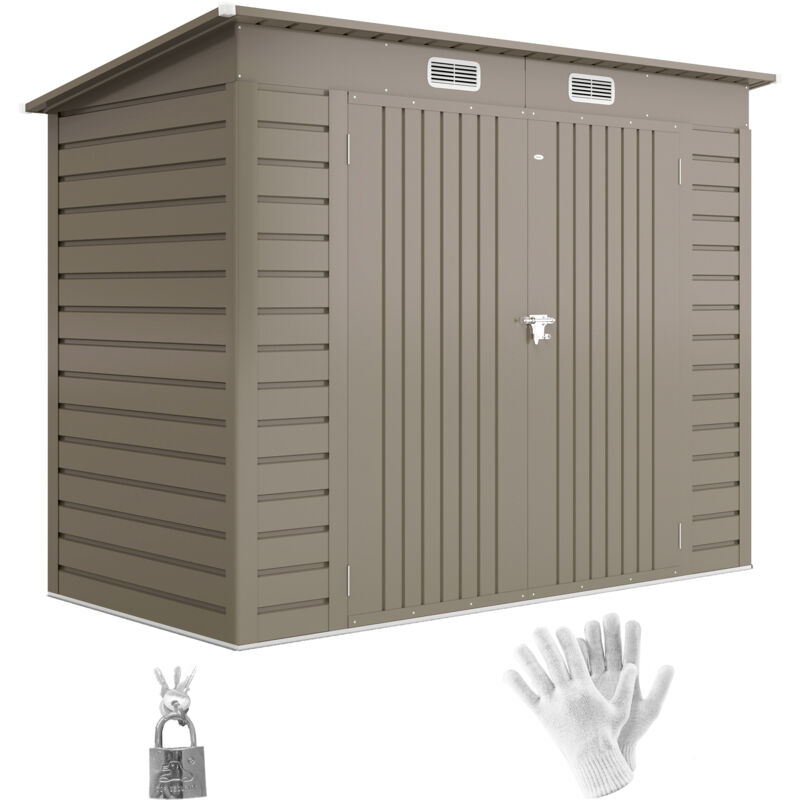 8 x 4FT Metal Garden Storage Shed with Double Doors and 2 Vents Light Grey - Outsunny