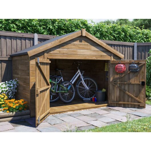 Dunster House Bike Shed W2.4m x D1.2m / W8' x D4', Fully Pressure Treated, Overlord Modular