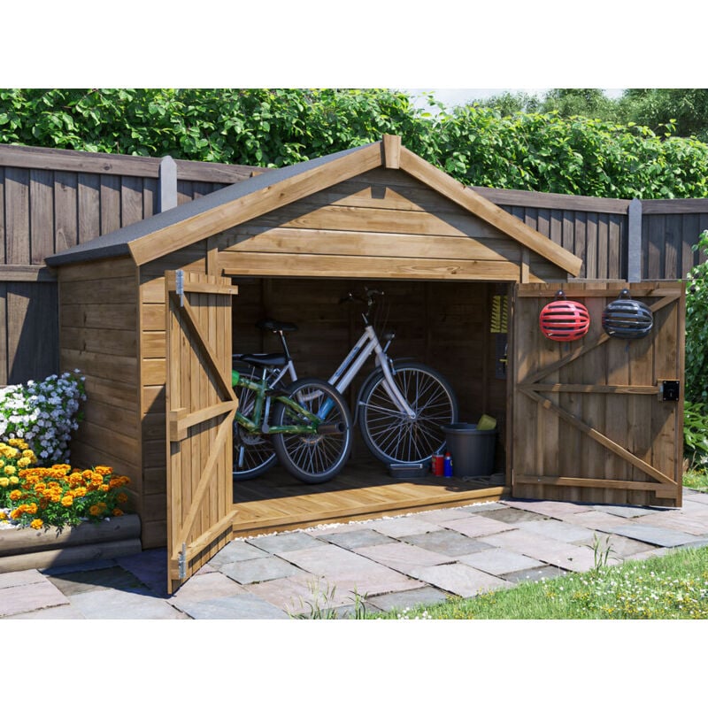 Dunster House Bike Shed W2.4m x D1.2m / W8' x D4', Fully Pressure Treated, Overlord Modular