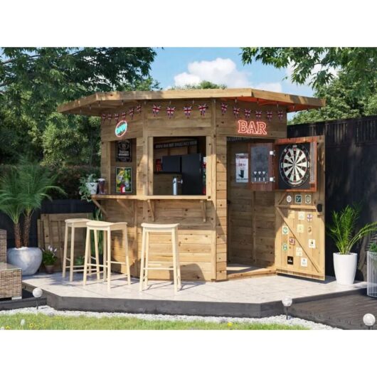 Dunster House Ltd. - Dunster House Outdoor Bar Shed 2.4m x 2.4m Pressure Treated The Corner Hangover Garden Bar iii