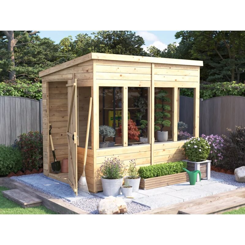 Dunster House Ltd. - Dunster House Potting Shed Pent Roof W6' x D8' (W1.8m x D2.4m) Overlord Modular