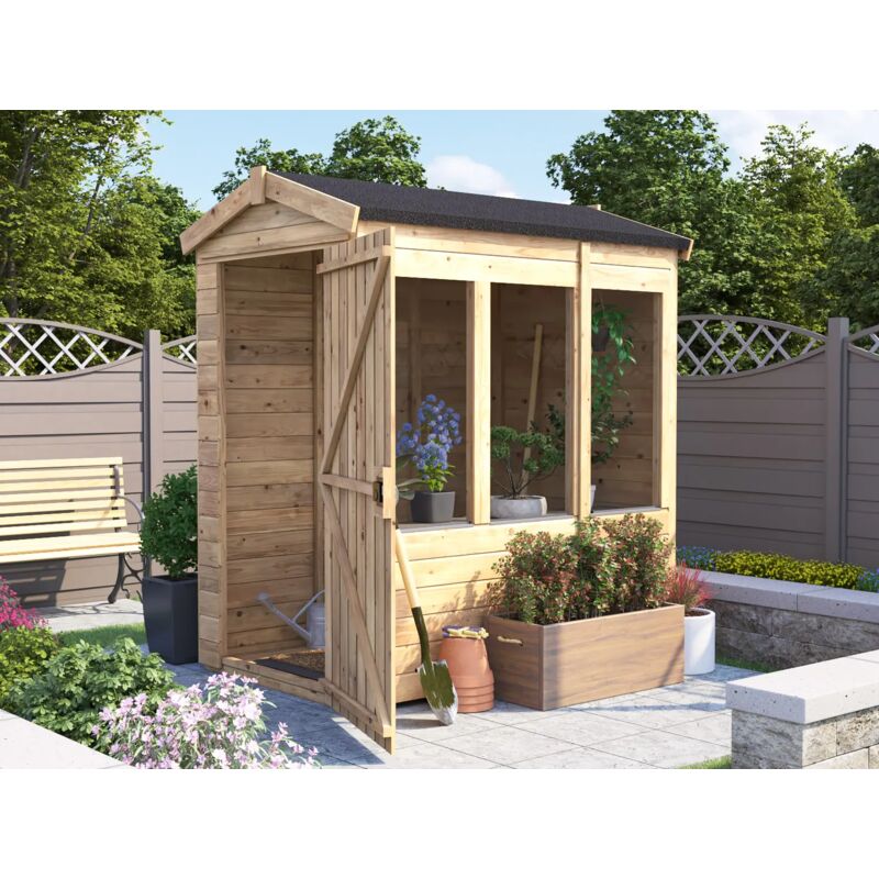 Dunster House Potting Shed Apex Roof W4' x D6' (W1.2m x D1.8m) Overlord Modular