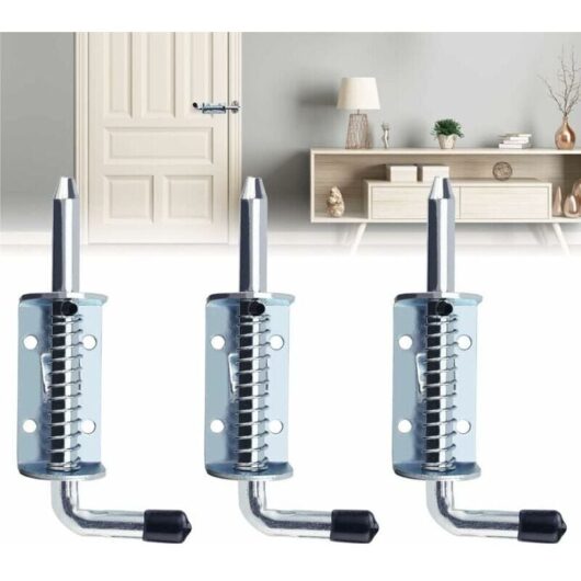 Gotrays - 3PCS Galvanized Iron Spring Latch Garden Shed Door Lock Heavy Duty Spring Bolt Spring Latch Garage Door Lock for Van Door, Barn, Trailer,
