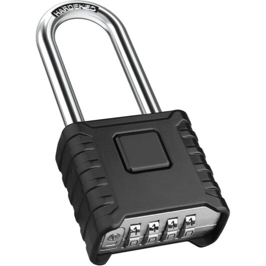 Gotrays - Heavy Duty Outdoor Combination Lock, [Weatherproof] 52mm Long Shackle, Large 4 Digit Padlock with 8mm Thick 304 Stainless Steel Shackle for