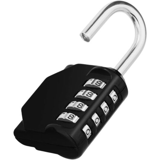 Ikodm - 4-digit code padlock, Code padlock for sports, college, school locker, Exterior combination lock for gate, garden shed, black