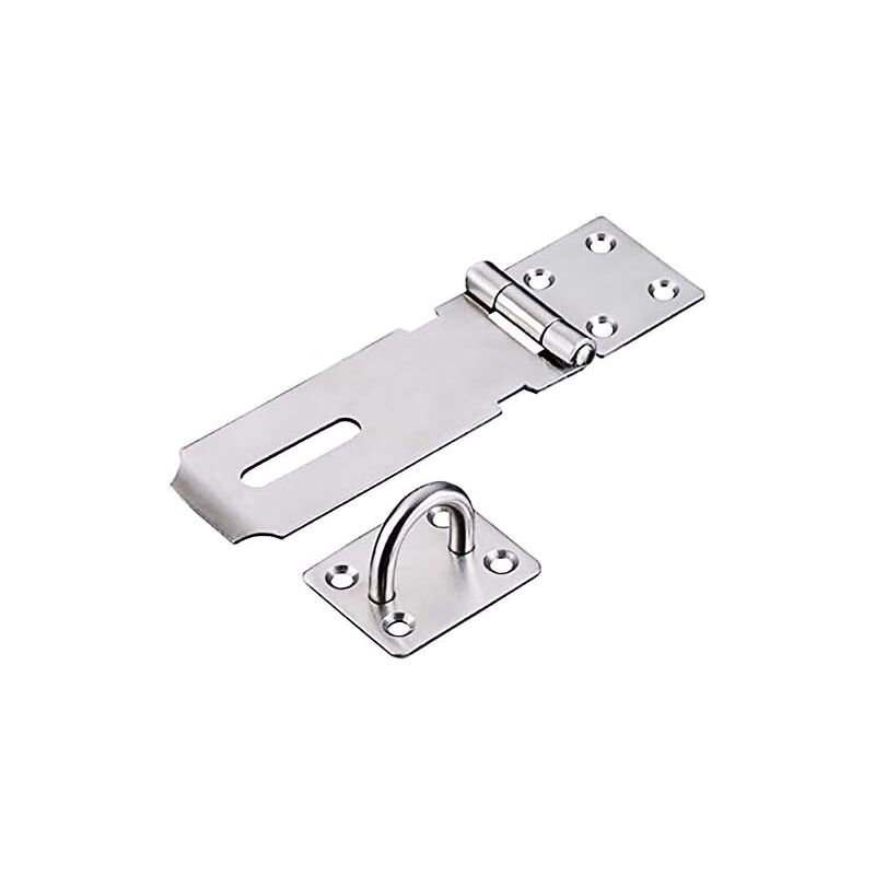 Ikodm - Stainless Steel Padlock Hasp, Heavy Duty Hasp and Staple with Screws, Door Clasp Gate Lock Shed Latch Padlock Staple