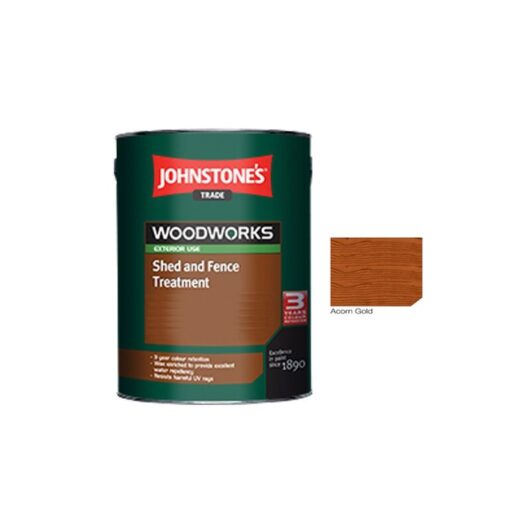 Johnstones Trade Woodworks Shed and Fence Paint - 5 Litre - Acorn Gold
