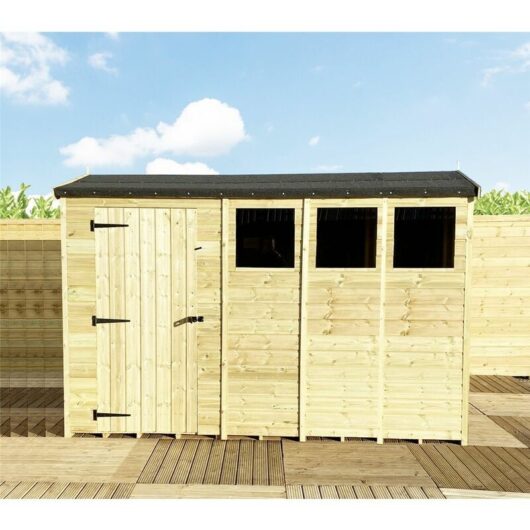 Marlborough - 10 x 5 Reverse Pressure Treated Tongue And Groove Single Door Apex Shed (high Eaves 74) + 3 Windows