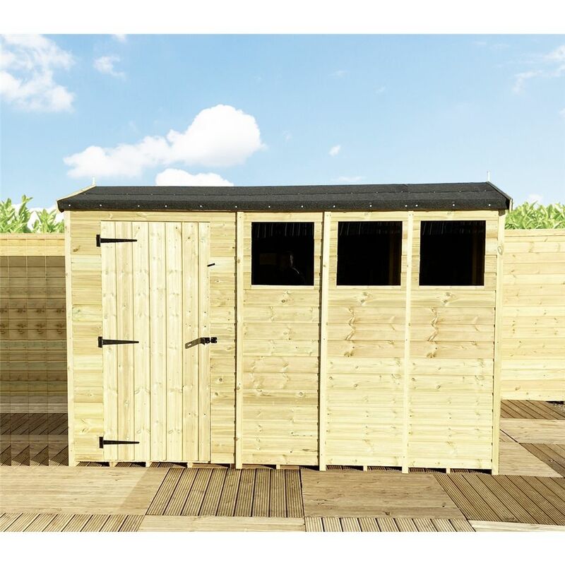 Marlborough - 10 x 5 Reverse Pressure Treated Tongue And Groove Single Door Apex Shed (high Eaves 74) + 3 Windows